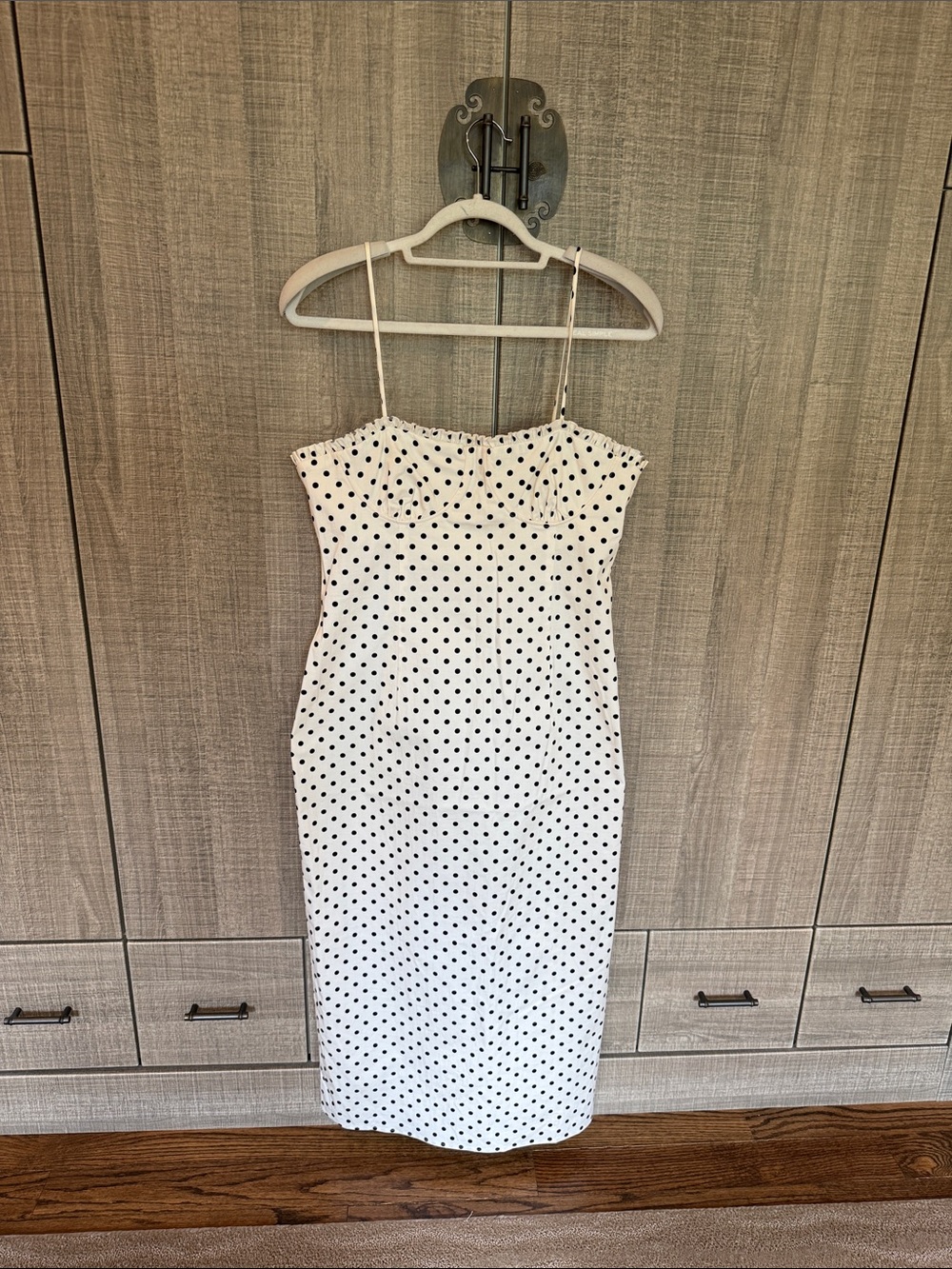 Zara Polka Dot Spaghetti-Strap Midi Dress